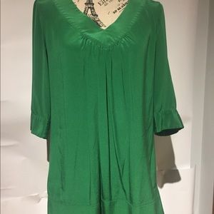 Silk jade green med. designer tunic blouse